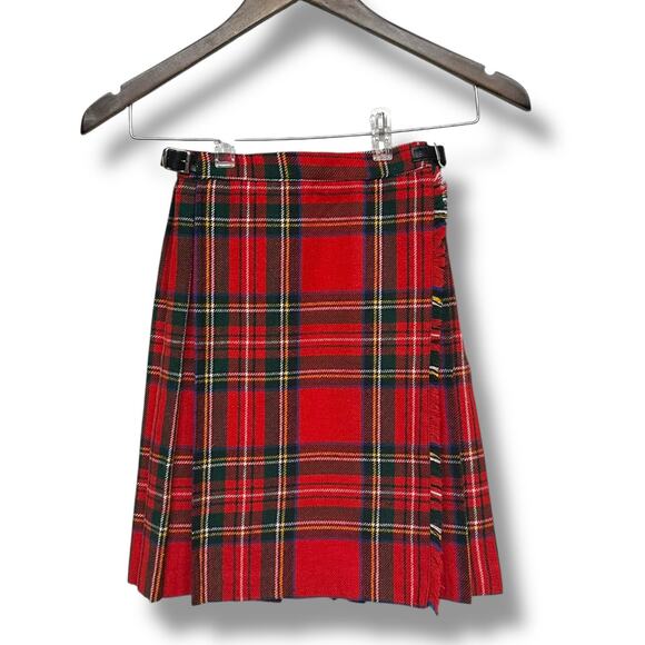 Blarney Skirt Wrap Kilt Wool Blend Red Stewart Tartan Ireland Plaid VTG Girls 28 - Picture 2 of 14